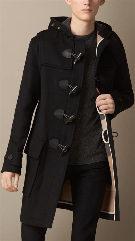 burberry mens pea coat black|burberry duffle coat men's.